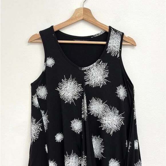 Snapdragon & Twig Angelina Dress Asymmetrical Draping Black Mini Scribble - XS - Picture 5 of 15